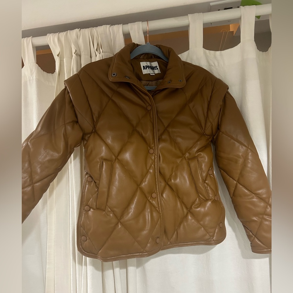 Apparis vegan leather quilted puffer jacket